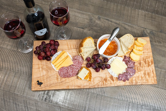 Handcrafted Figured Maple Charcuterie Board – 21x8x1”